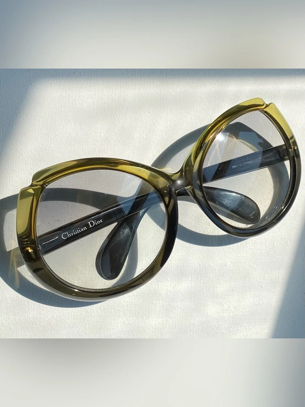 Vintage Christian Dior D11 1970’s Olive Green Optyl Sunglasses Gradient COA